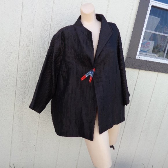 Fab Brown Textured Eileen Fisher Woman Silk Blend Open Jacket 2xl - Picture 11 of 16